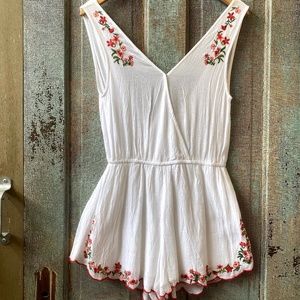 Floral Embroidery Romper